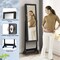 Full Length Mirror Jewelry Cabinet Armoire with Lock and Storage Space